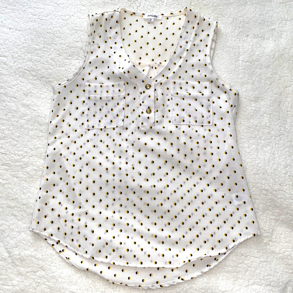 Black and Yellow Polka Dot Tank- Small